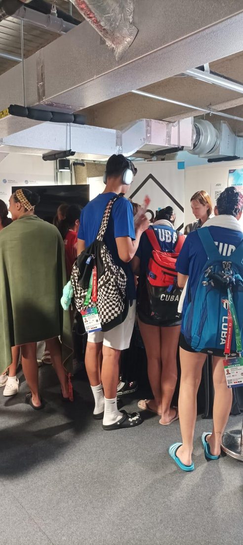 Team Cuba athletes at the athletes' lounge, World Aquatics Championships Singapore 2025